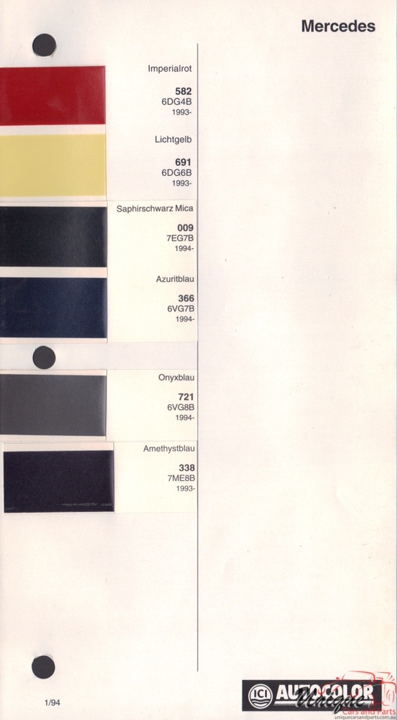 1993 - 1994 Mercedes-Benz Paint Charts Autocolor